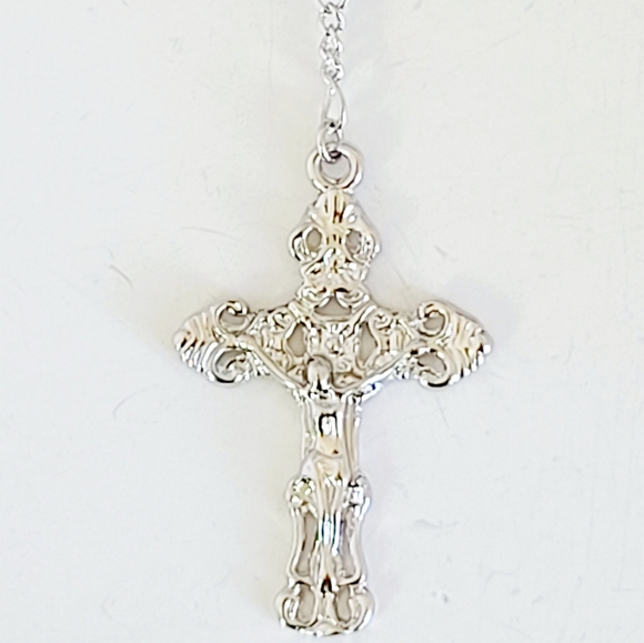 14K White Gold Plated Men's Rosary. New - Picture 5 of 6